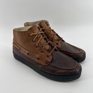 VTG Polo Ralph Lauren Delmont Leather Lace Up Boots Mens 9D Chukka Moc Tow Prep
